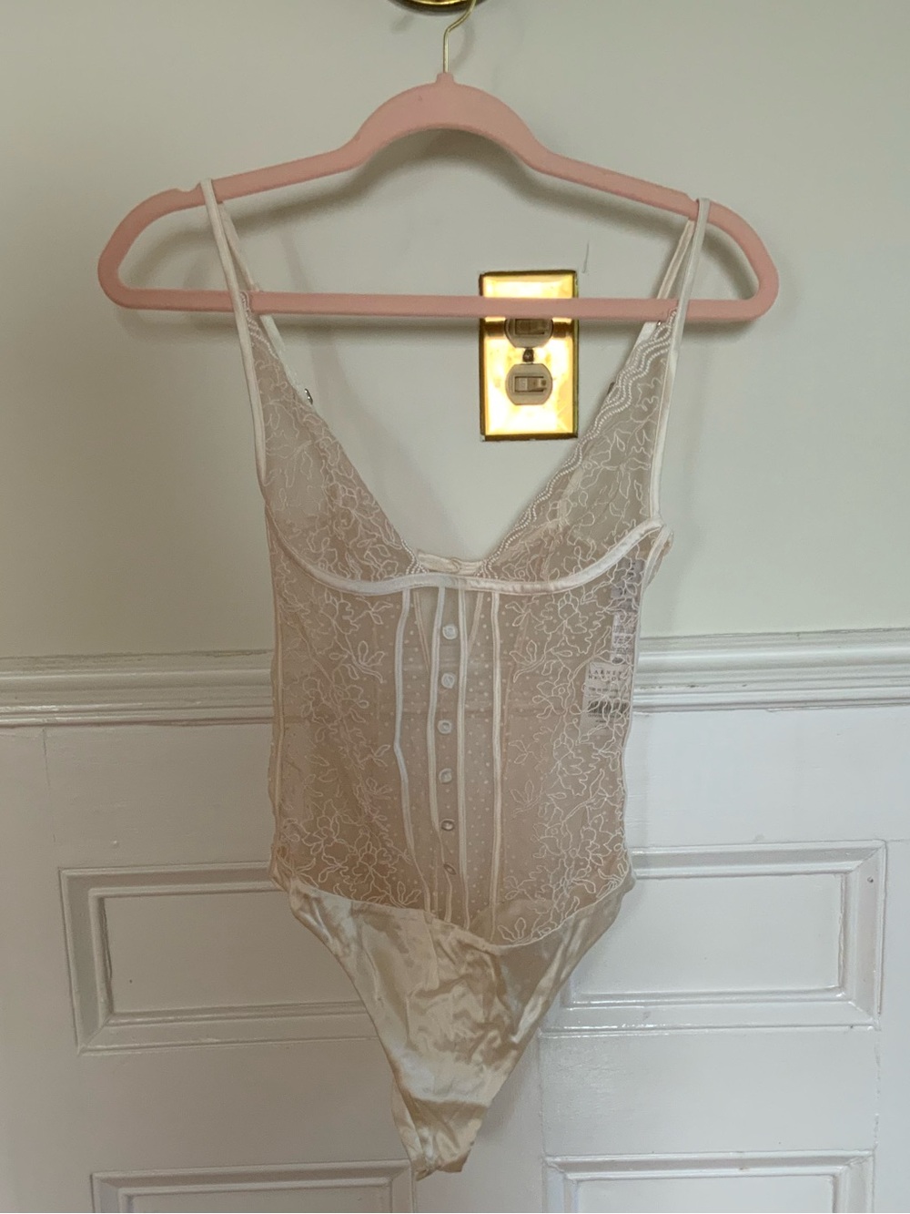 Vintage La Perla Ivory Silk Lace Sheer Bodysuit Teddy NWT